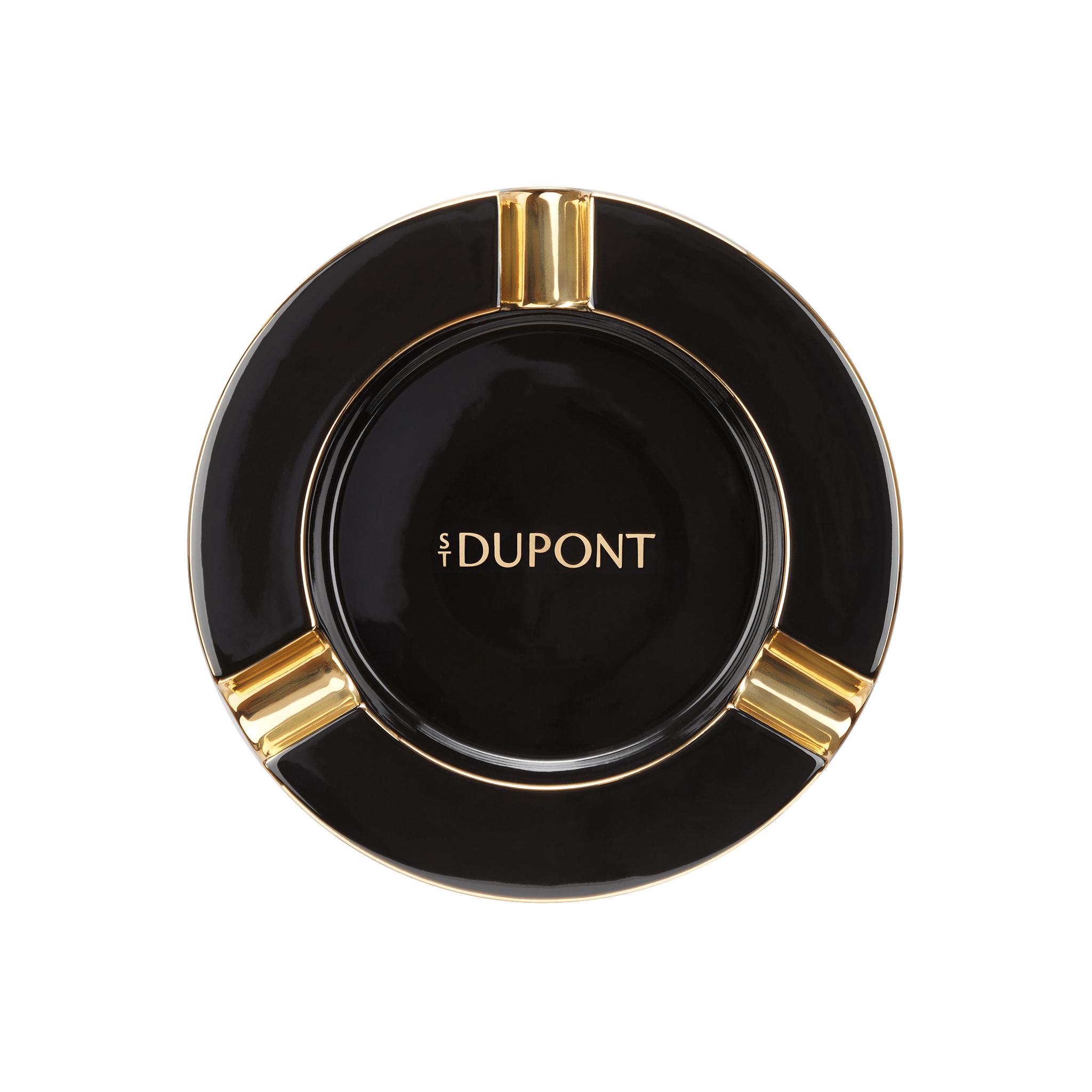 S.T. Dupont XL Ashtray - Black and Gold Porcelain S.T. Dupont XL Ashtray - Black and Gold Porcelain