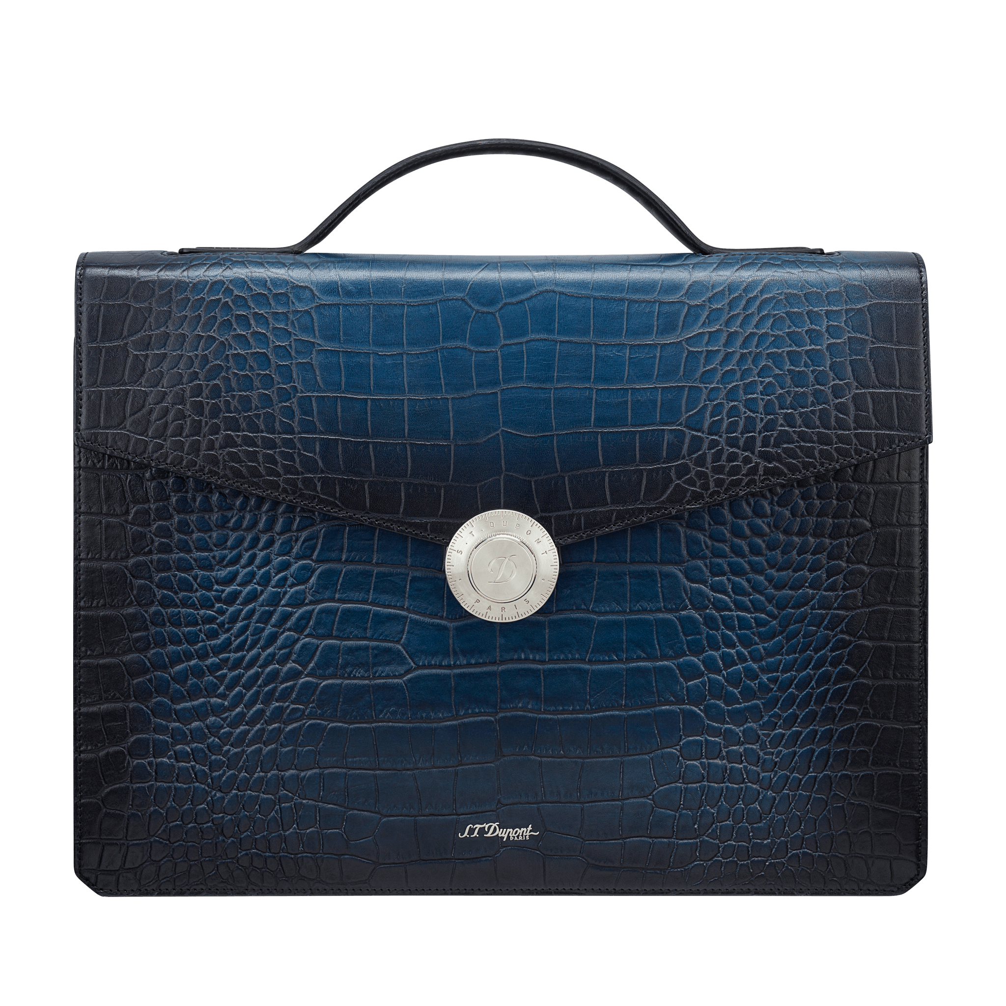 Luxury Blue Leather Briefcase - S.T. Dupont