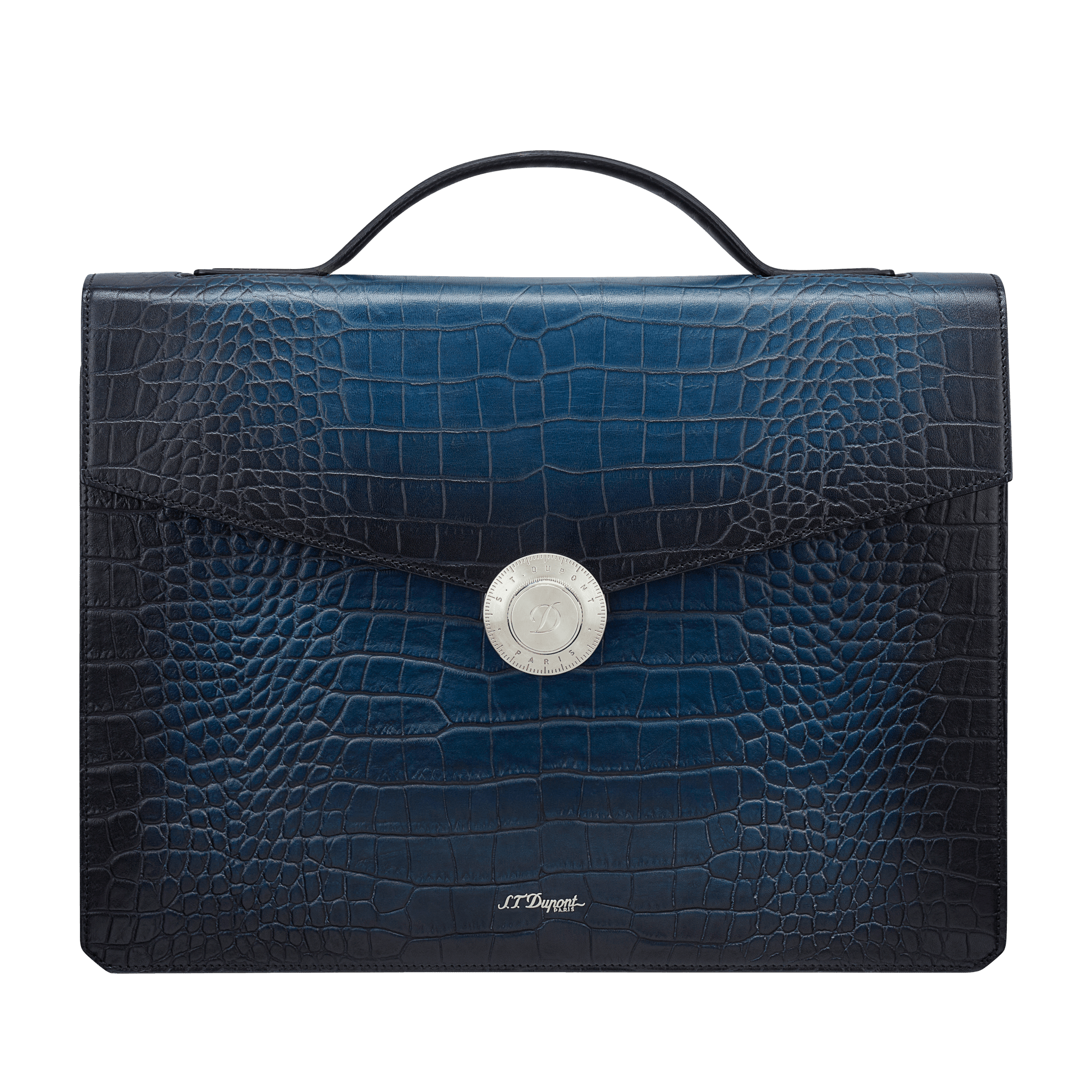 Luxury Blue Leather Briefcase - S.T. Dupont Luxury Blue Leather Briefcase - S.T. Dupont