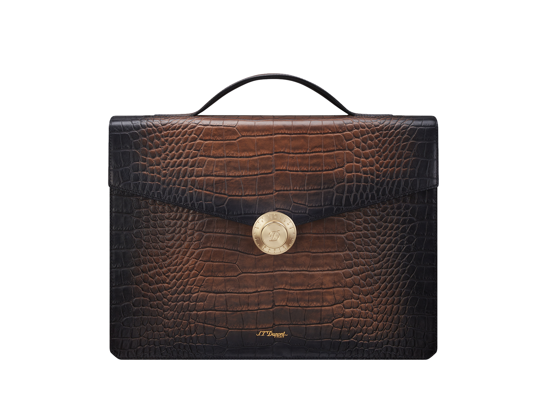 Brown Leather Briefcase - S.T. Dupont Grand Atelier Brown Leather Briefcase - S.T. Dupont Grand Atelier