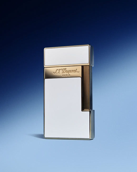 Ligne line 2 Bright blue/ Guilloche lacquer under lacquer/ pink gold -  luxury lighters | S.T. DUPONT –