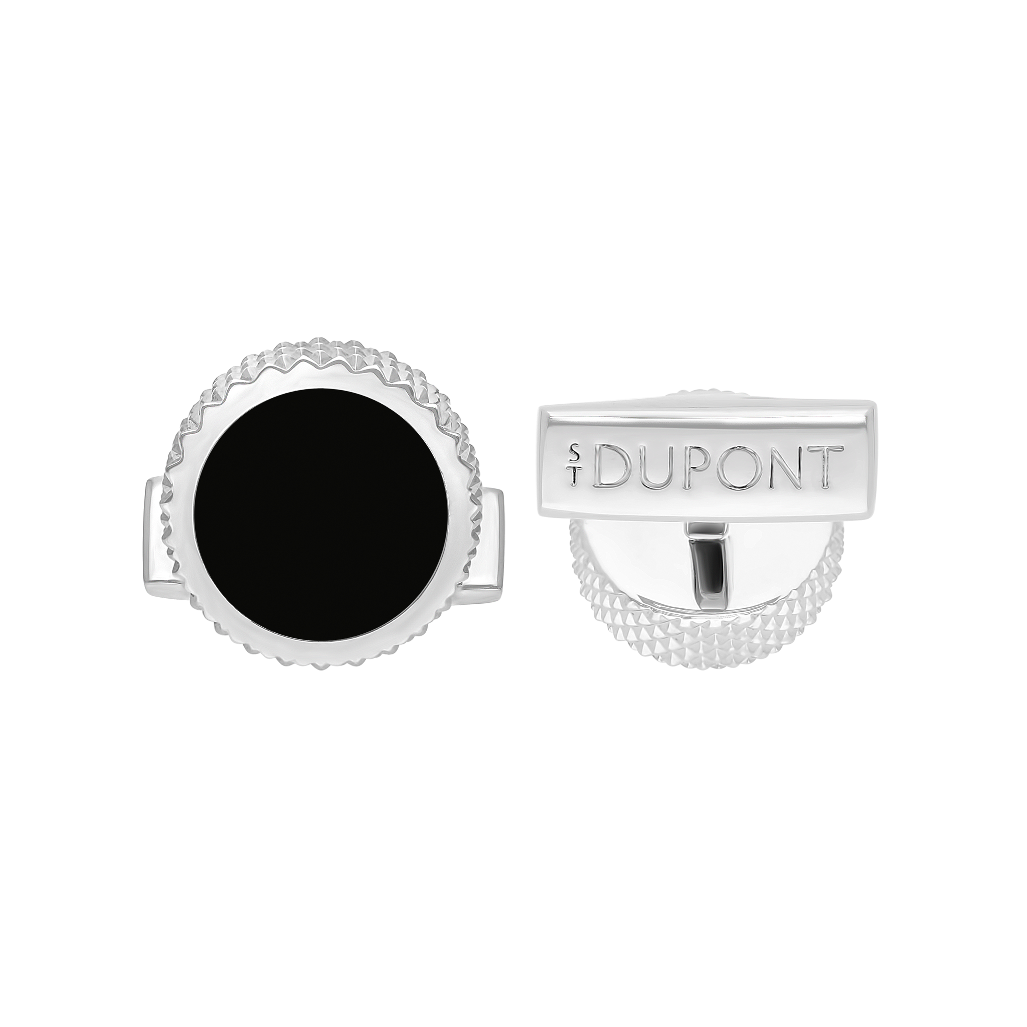 Round black lacquer and diamond head cufflinks