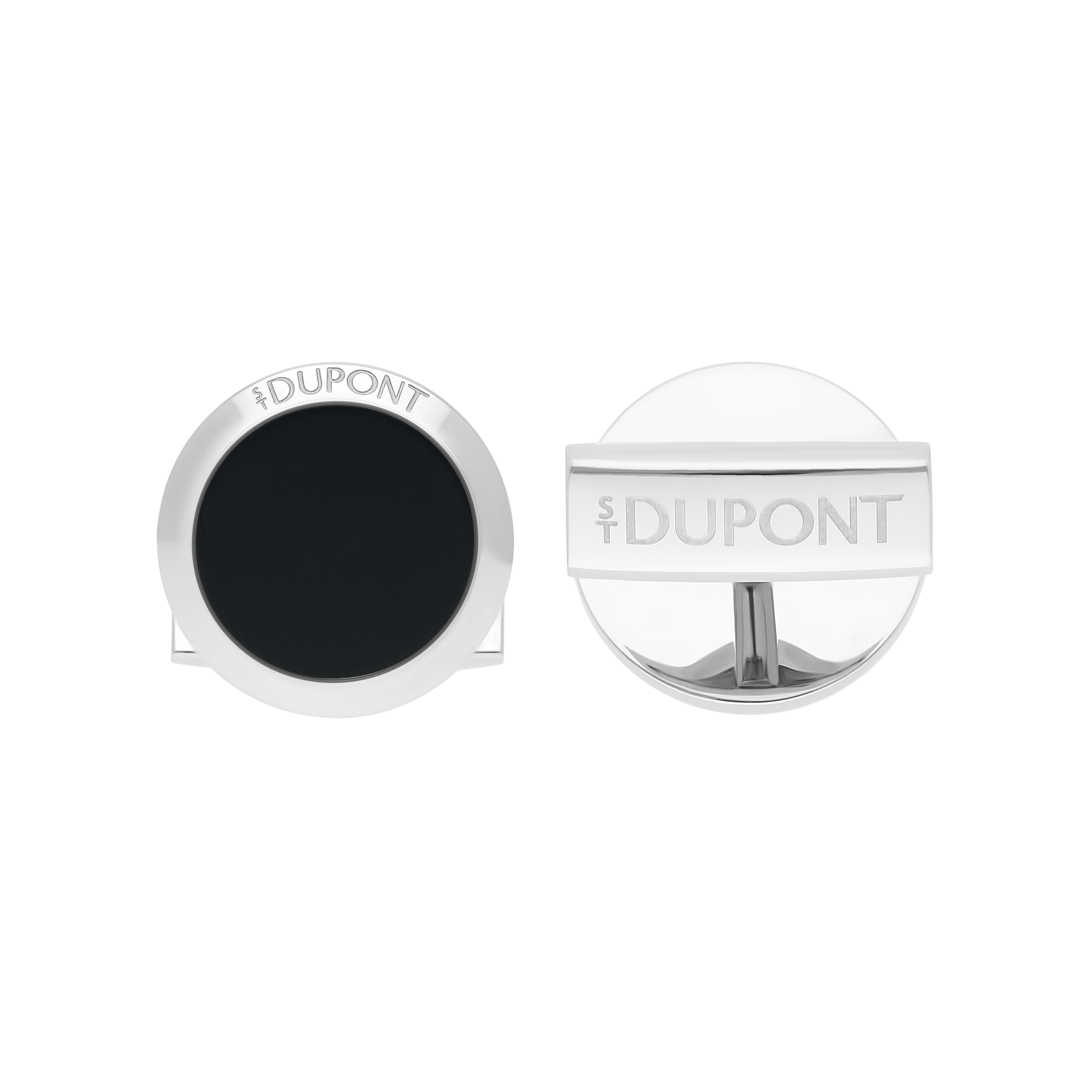 Round black lacquer cufflinks