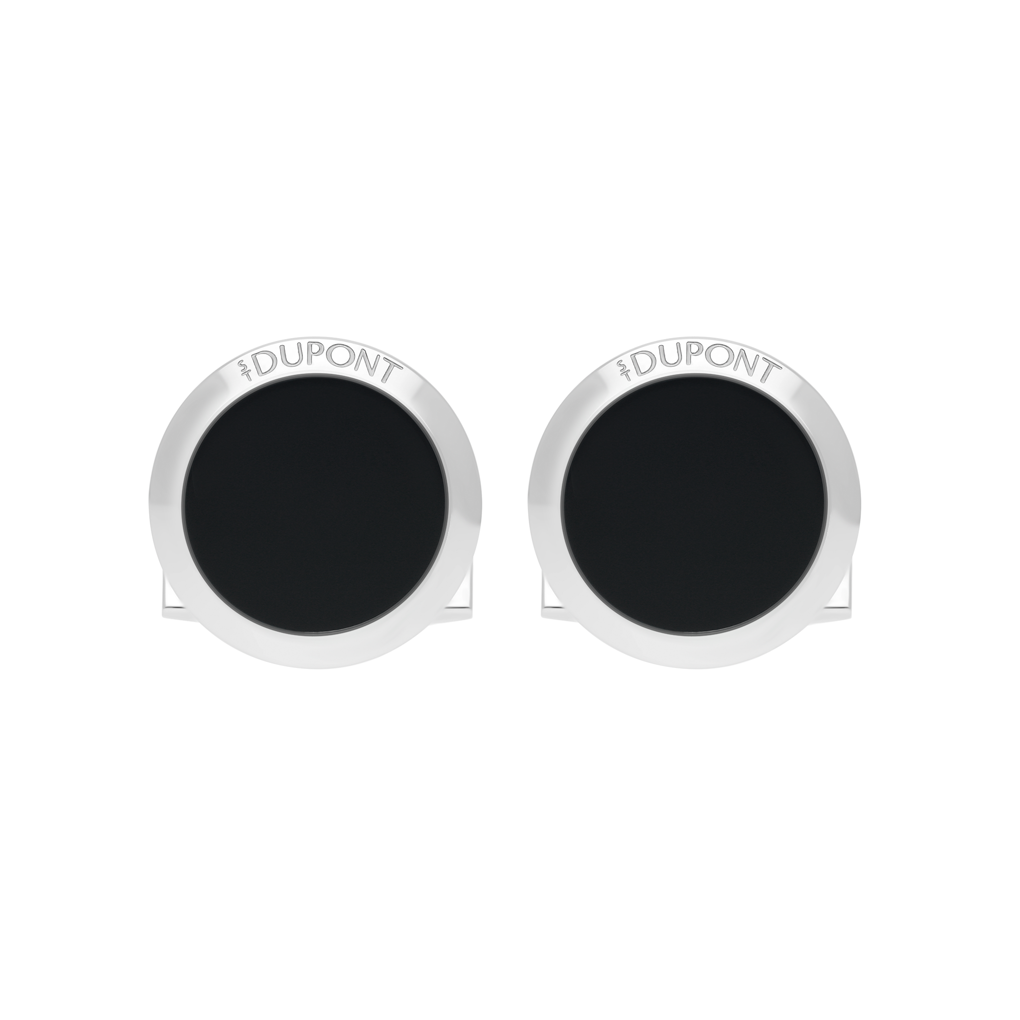 Round black lacquer cufflinks
