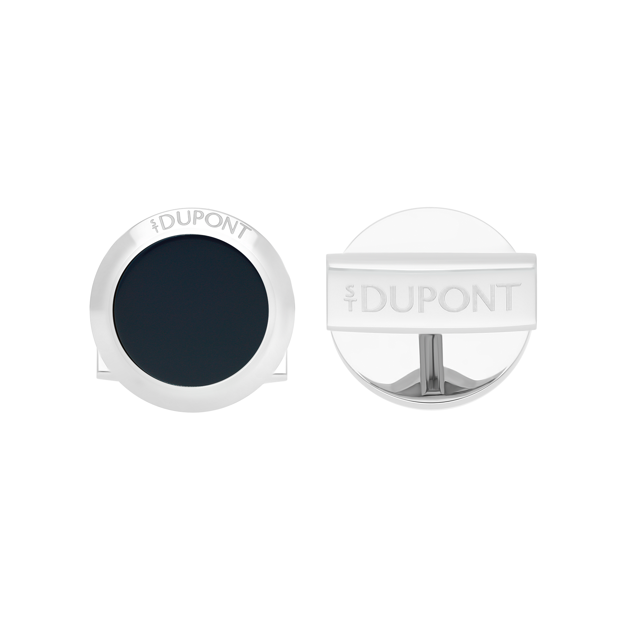 Round blue lacquer cufflinks