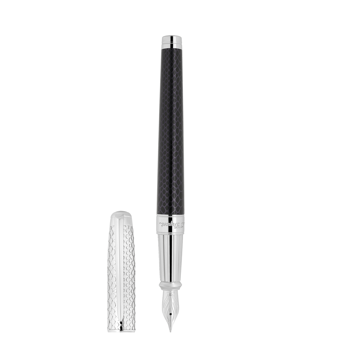 Fountain pen large Collection_Snake - skin color_black finition_silver 1 - S.T. DUPONT Europe