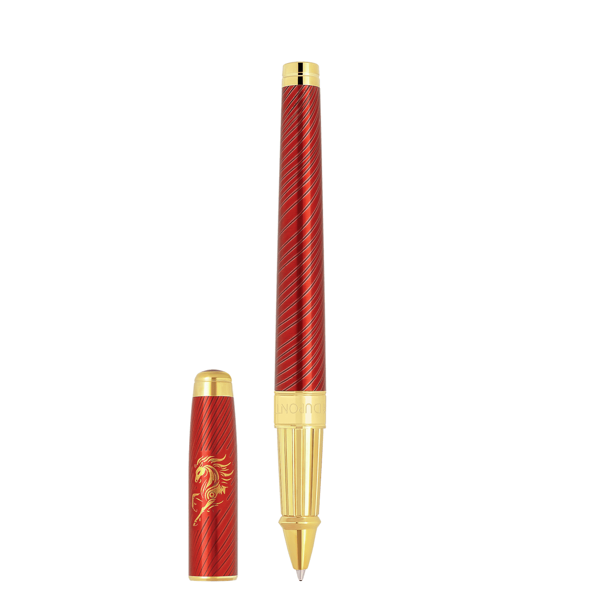 Rollerball pen large color_red finition_golden Limited - edition_Horse 1 - S.T. DUPONT Europe