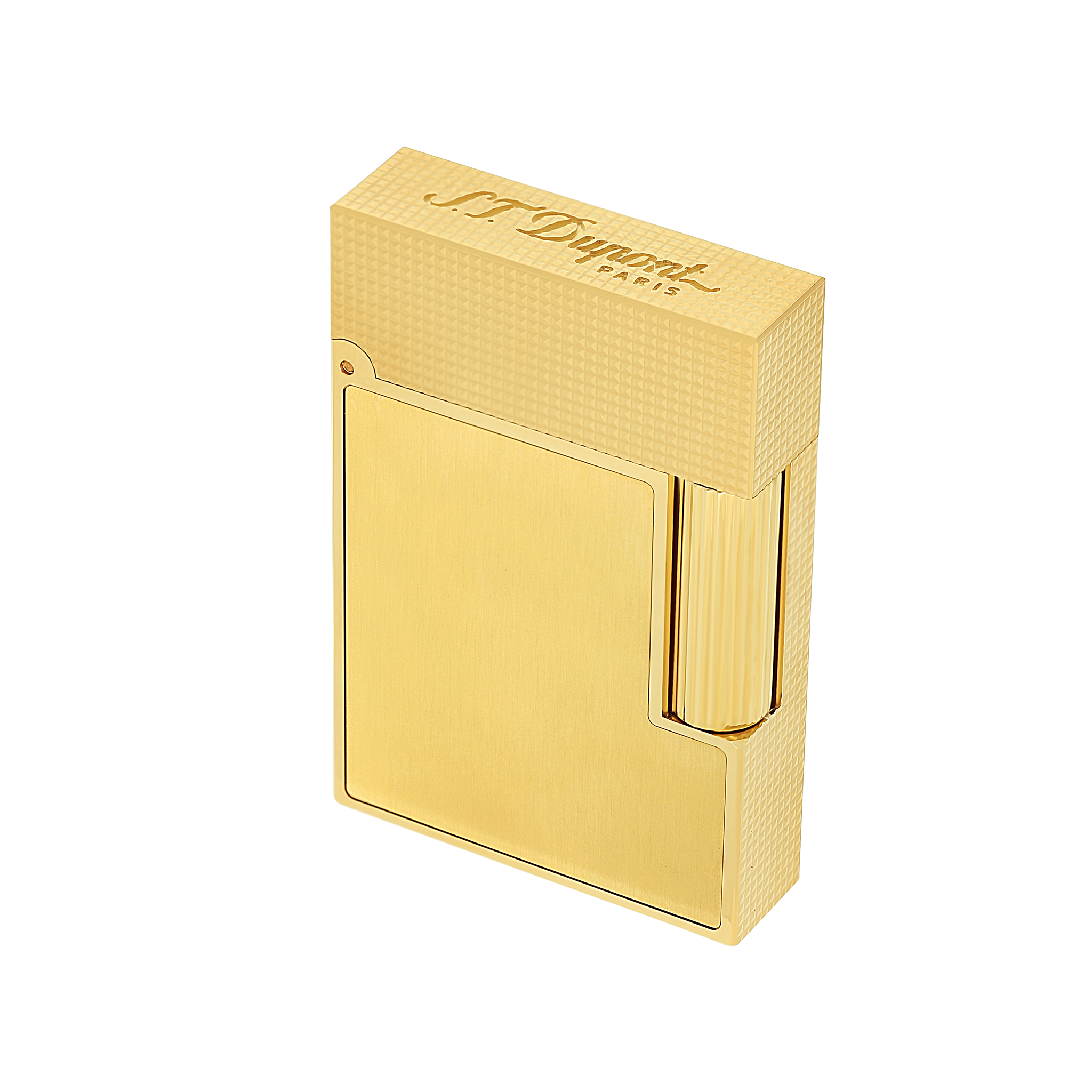 Ligne 2 small brushed yellow gold lighter - Luxury Lighter | S.T. Dupont –